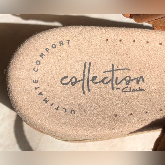 CLARKS s7 “Comfort Collection” cork wedges Leather uppers Neutral color - Picture 5 of 8
